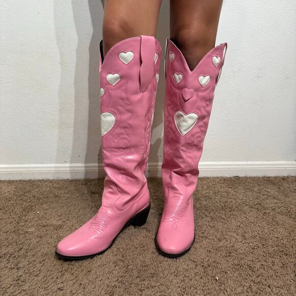 Pink Heart Cowgirl Boots Sz 43 - Picture 1 of 9